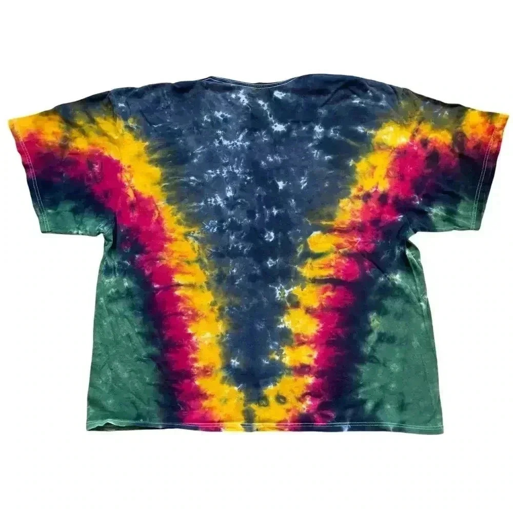 Vintage Rastafari Lion Men's Tie Dye Reggae T-Shirt Cut Collar 2XL/3XL - Picture 2 of 7